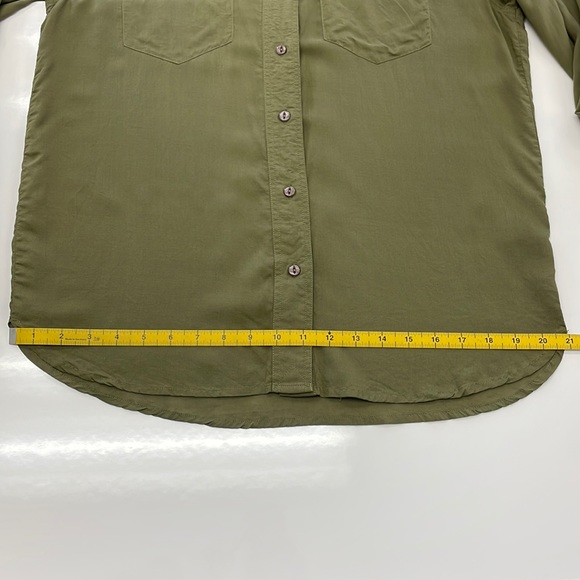 Frye • Olive Green Button-down Addie Top with Front Chest Pockets - Picture 9 of 12